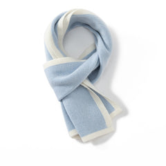 Soft Winter Knit Wrap Contrast Trim 100% Cashmere Scarf
