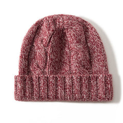 Pure Cashmere Thick Chunky Ribbed Cuff Cable Knit Beanie