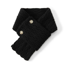 Cable Knit Cashmere Button Neck Warmer Versatile Cross Scarf