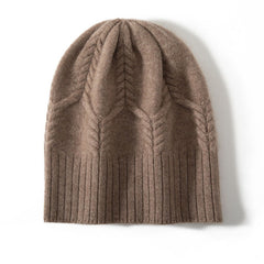 Cashmere Cable Knit Beanie Warm Soft Ribbed Winter Hat