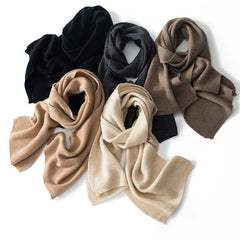 Classic Unisex Soft Cashmere Ribbed Knit Scarf