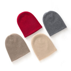 Cashmere Double Layer Waffle Stitch Beanie Hat