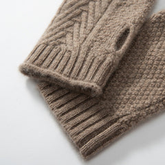Cashmere Cable Knit Fingerless Wrist Half-Finger Gloves