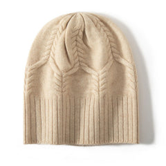 Cashmere Cable Knit Beanie Warm Soft Ribbed Winter Hat