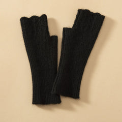 Pure Cashmere Knit Fingerless Mittens Gloves