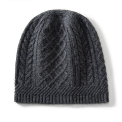 Soft Thick Warm Pure Cashmere Cable Knit Beanies