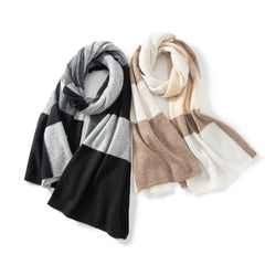 Soft Knit Wrap Cashmere Block-Stripe Scarf Unisex