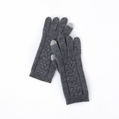Pure Cashmere Cable Knit  Touch Screen Gloves