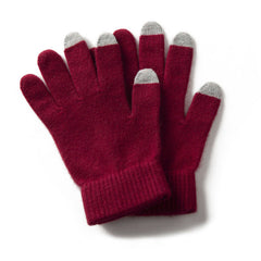 Pure Cashmere Ribbed Cuffs Touchscreen Gloves for Winter