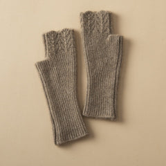 Pure Cashmere Knit Fingerless Mittens Gloves