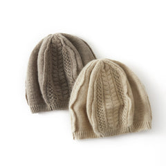Warm Cable-knit Panel Knit  Soft Pure Cashmere Beret Hat