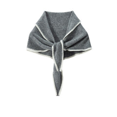 100% Cashmere Knitted Triangle Scarf Contrast Small Shawl