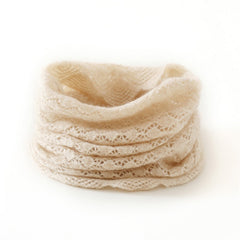 Women's Cable 100% Cashmere Infinity Snood Scarf Lace Neck Cowl