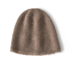 Soft Edge 100% Pure Cashmere Fringe Beanies Warm Hat