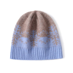 Cashmere Jacquard Knitted Beanies Snowflake Hat Thick Bonnet