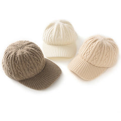 Cable Knit Cashmere Baseball Cap Soft Ribbed Thickened Hat