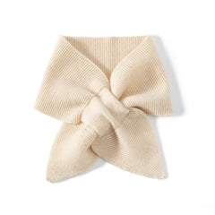 Ribbed Knit Neckerchief Soft 100% Cashmere Bow-Knot Neck Warmer