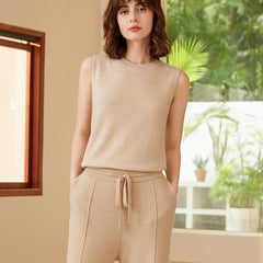 100% Cashmere Pullover Vest Sleeveless Crew Neck Sweater Knit Top