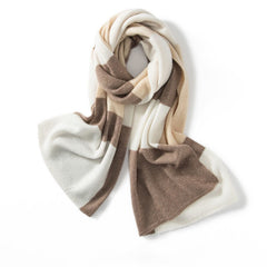Soft Knit Wrap Cashmere Block-Stripe Scarf Unisex