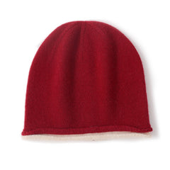 Double Layer Knit Reversible 100% Cashmere Hat Unisex Beanies