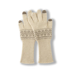 Women’s Nordic Pattern Long Touchscreen Knit Warm Cashmere Gloves