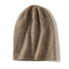 Double Layer Cable Knit Reversible Two-Tone  Cashmere Beanie Hat