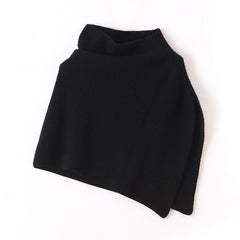 100% Cashmere Turtleneck Shawl Wraps Knitted Cloak Ribbed Poncho