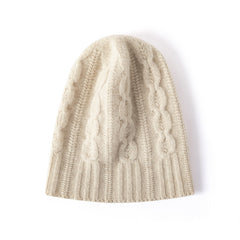 Soft Cable Knit Cashmere Beanie Cap Outdoor Hats