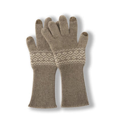 Women’s Nordic Pattern Long Touchscreen Knit Warm Cashmere Gloves