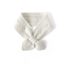 Soft Petite Bow Scarf 100% Cashmere Floral Knitted Small Neck Scarf