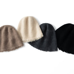 Soft Edge 100% Pure Cashmere Fringe Beanies Warm Hat