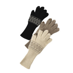 Women’s Nordic Pattern Long Touchscreen Knit Warm Cashmere Gloves