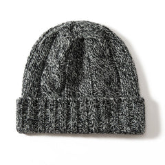 Pure Cashmere Thick Chunky Ribbed Cuff Cable Knit Beanie