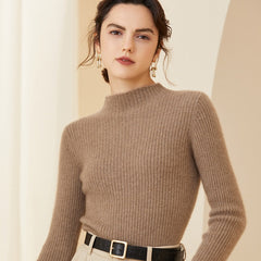 Ribbed Half Turtleneck Lightweight Knit Pullover Sweater Basic Jumper
