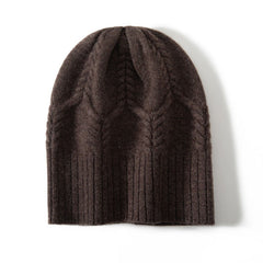 Cashmere Cable Knit Beanie Warm Soft Ribbed Winter Hat