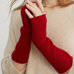 Cashmere Knit Arm Warmers Fingerless Mittens Gloves