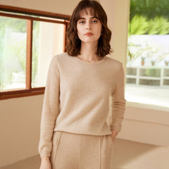 Knit 100% Cashmere Sweater Round Neck Knit Pullover Jumper Top
