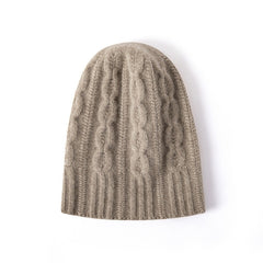 Soft Cable Knit Cashmere Beanie Cap Outdoor Hats
