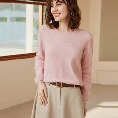 Knit 100% Cashmere Sweater Round Neck Knit Pullover Jumper Top