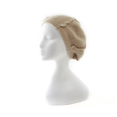 Warm Cable-knit Panel Knit  Soft Pure Cashmere Beret Hat