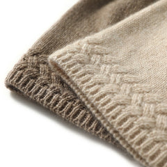 Cashmere Outdoor Beanie Hat with Braided Knit Hem Detail