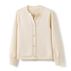 Women's Classic Crew Neck Cardigan Knitted Short Jacket Warm Top