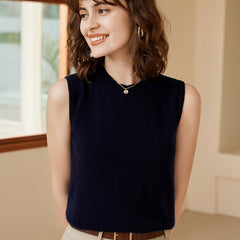 100% Cashmere Pullover Vest Sleeveless Crew Neck Sweater Knit Top