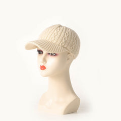 Cable Knit Cashmere Baseball Cap Soft Ribbed Thickened Hat
