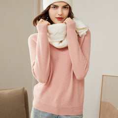 100% Cashmere Women's Crew Neck Pullover Slim-Fit Basic Sweater