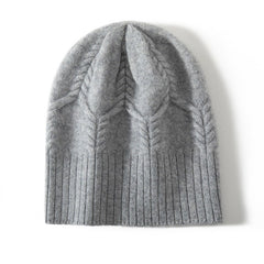Cashmere Cable Knit Beanie Warm Soft Ribbed Winter Hat