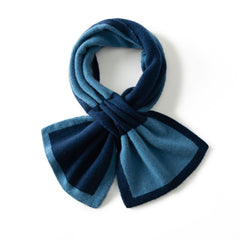 100% Cashmere Two-Tone Contrast Trim Bowknot Neck Warmer Scarf