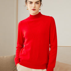 100% Cashmere Mock Neck Knitted Loose Thickened Pullover Sweater
