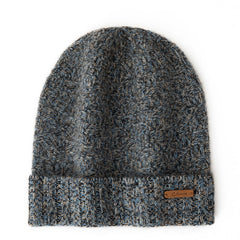 Textured Cashmere Beanie Hat with Ribbed Folded Cuff