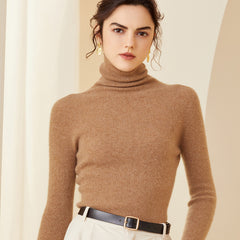Women's Rib Knit Cashmere Turtleneck Sweater